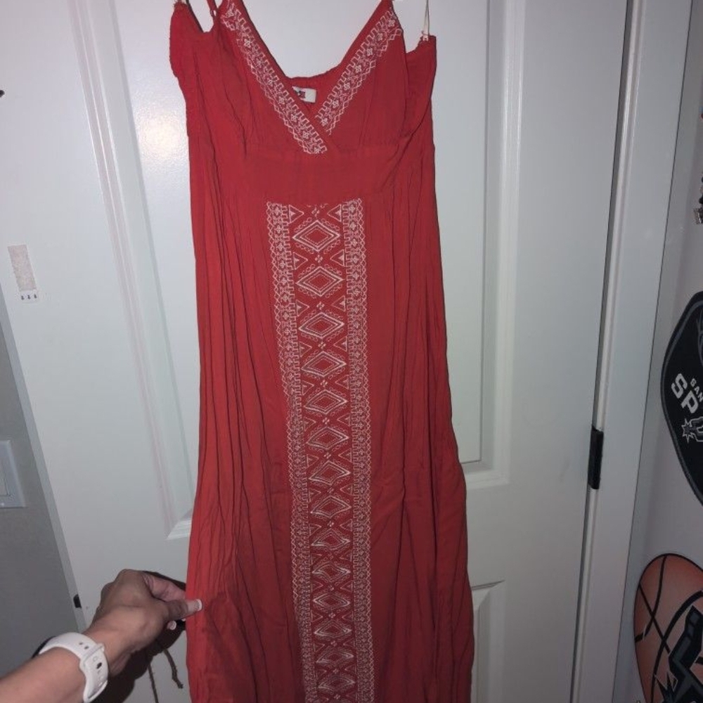 Elegant Orange Embroidered Sundress